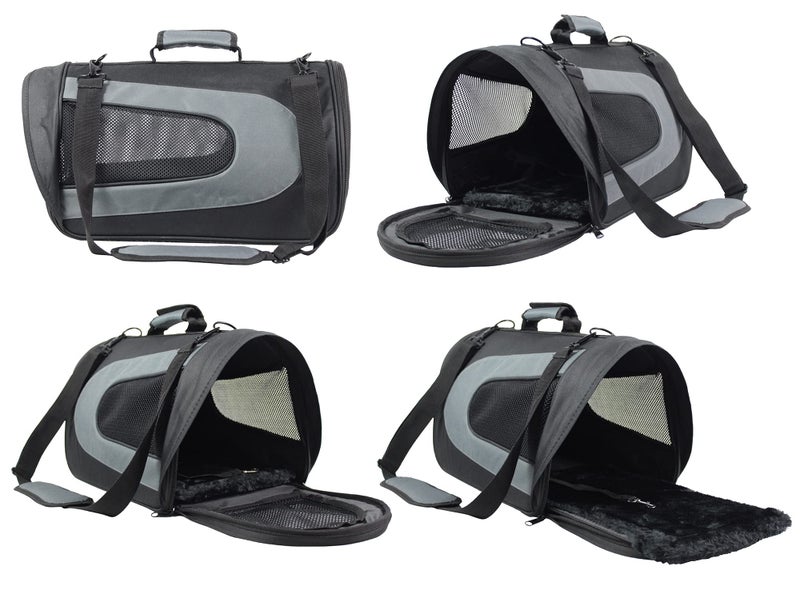 EliteField Deluxe Soft Pet Carrier (3 Year Warranty, Airline Approved), Multiple Sizes and Colors Available (20" L x 11" W x 11" H, Black+Gray) - Image 4